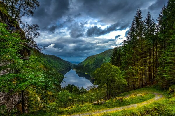 Smaragdwald und Berge