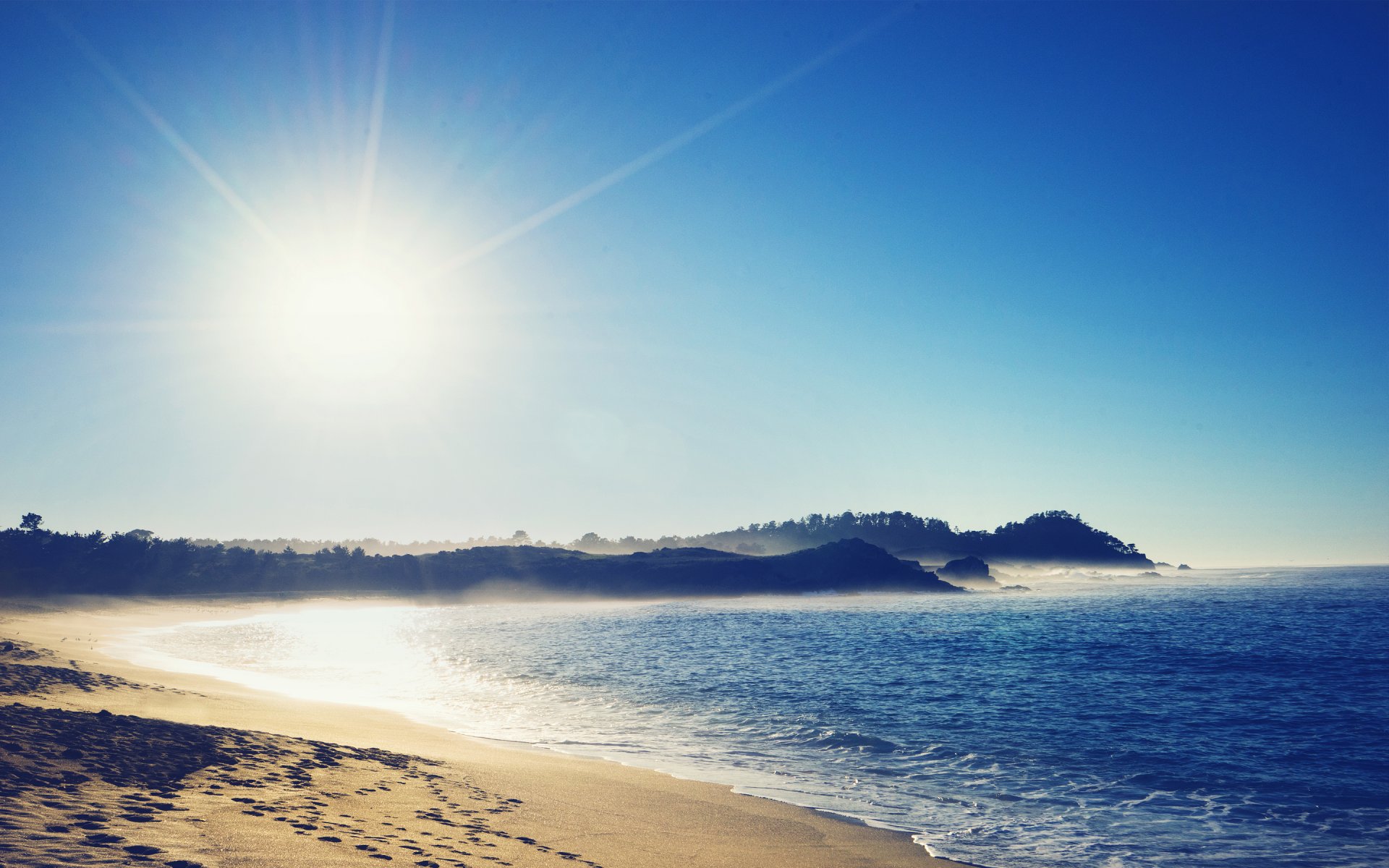 mare sole riva soleggiato sabbia impronte alberi