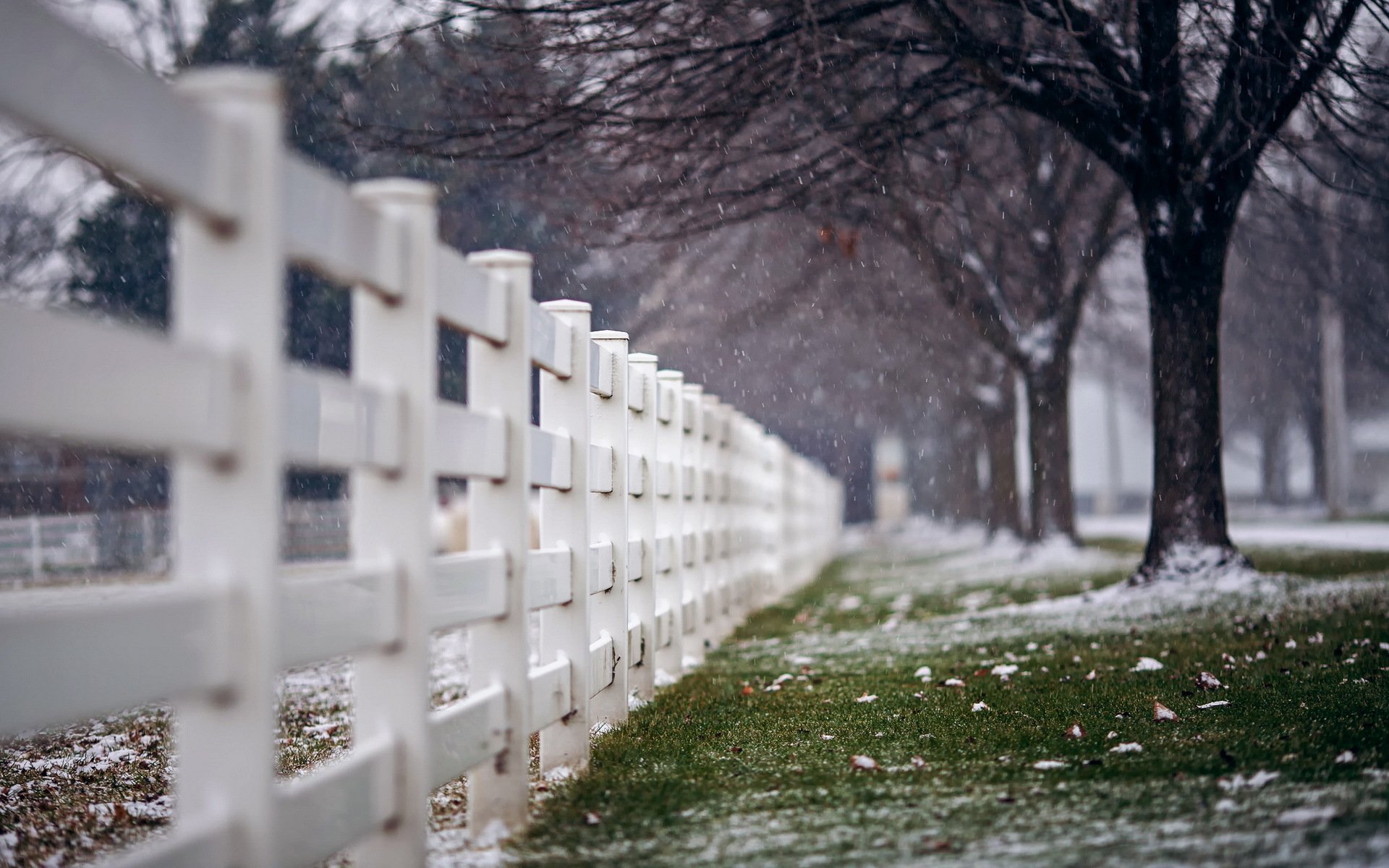 fence street snow town