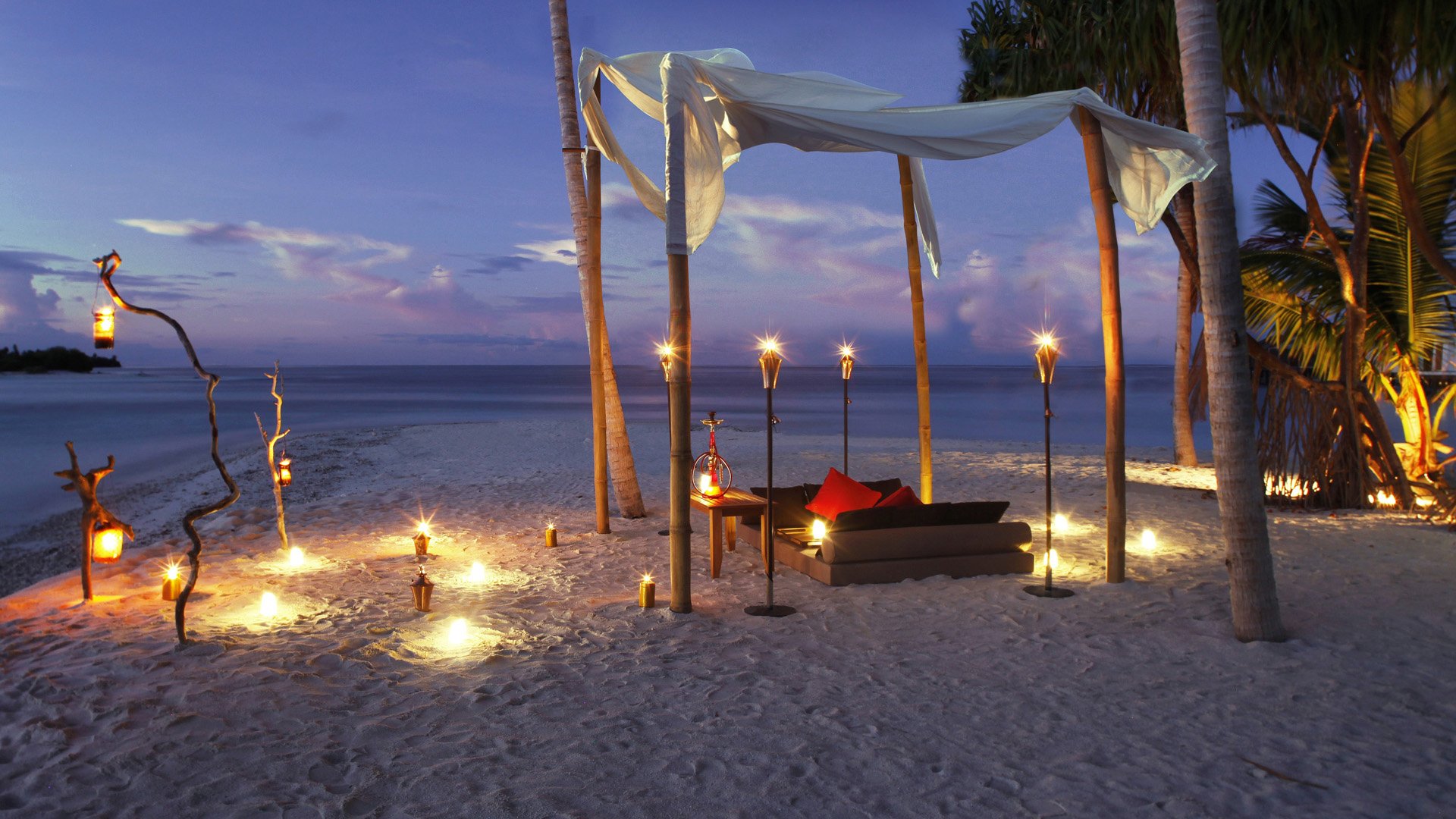 night candles beach ocean romance