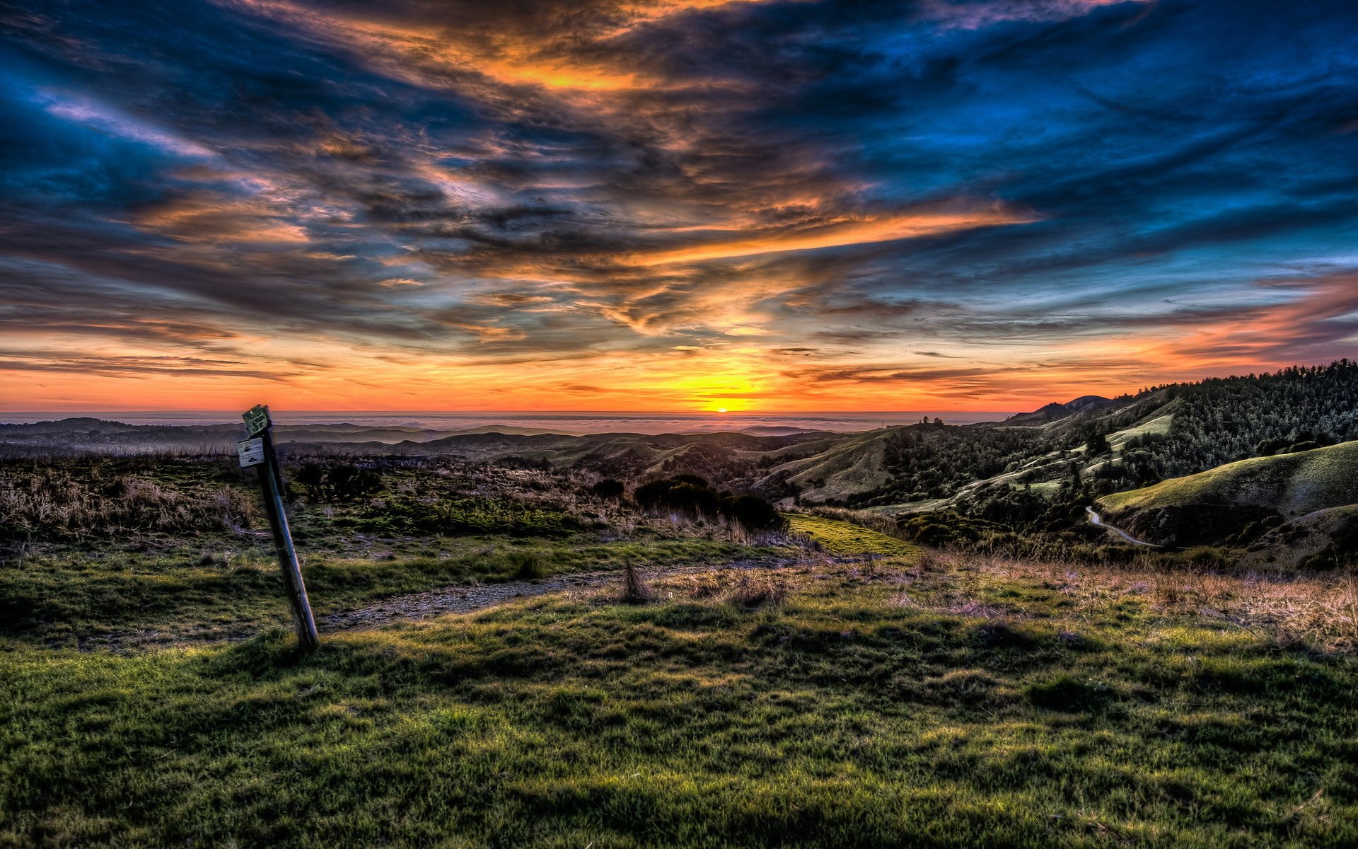 champ ciel nuit paysage hdr