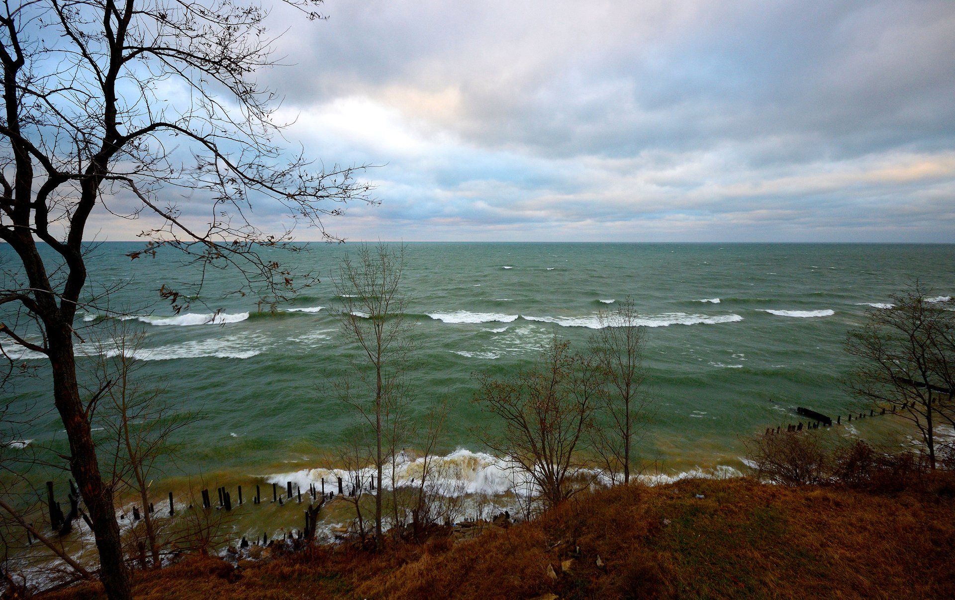 himmel wolken meer wind wellen bäume herbst