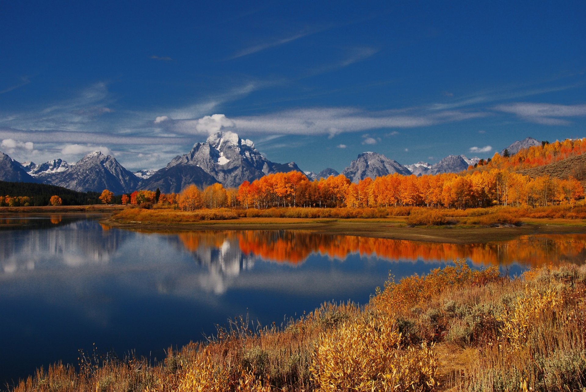 montagnes nature automne lac arbres paysage