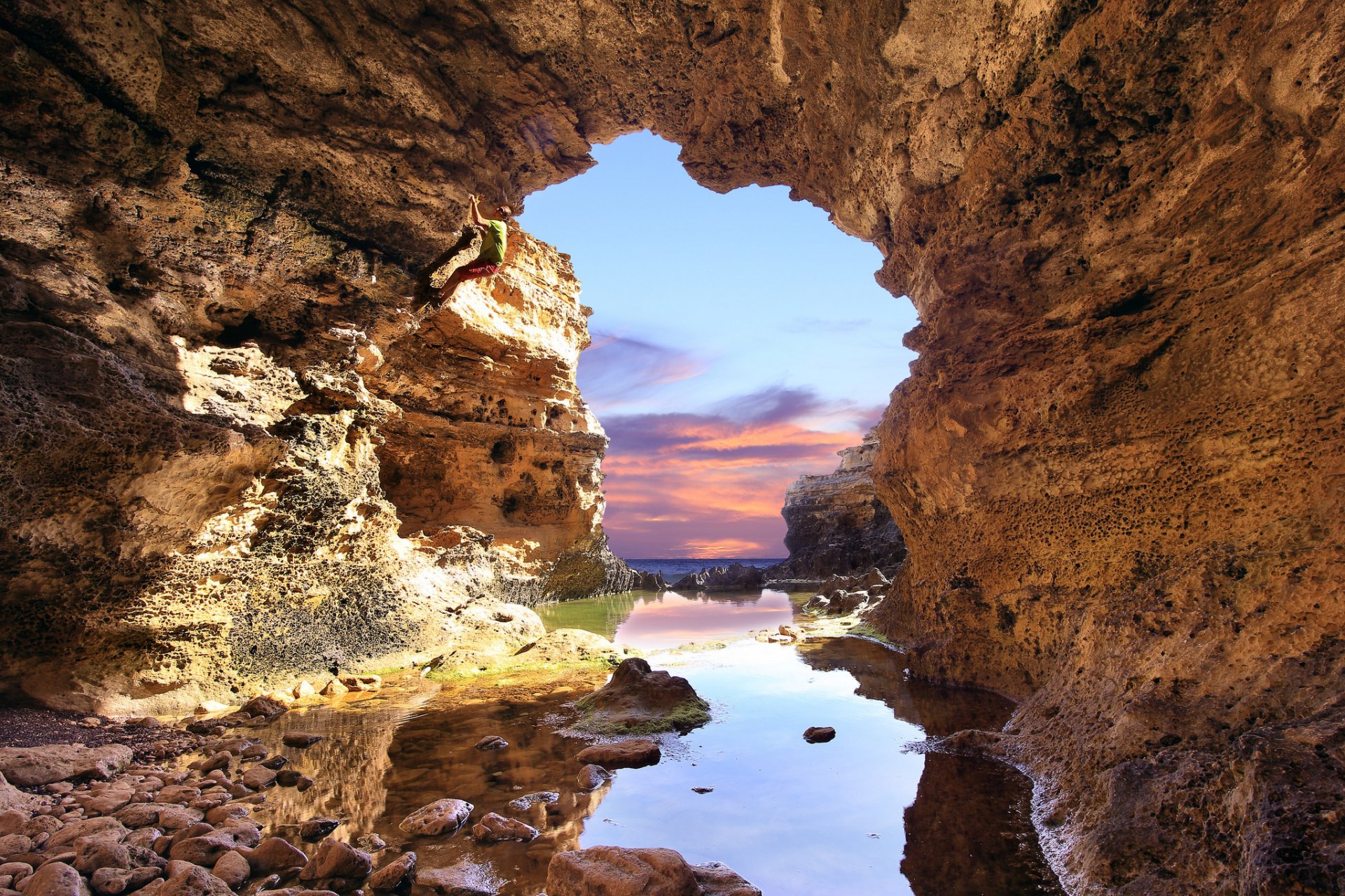 rocce mare grotta grotta bassa marea