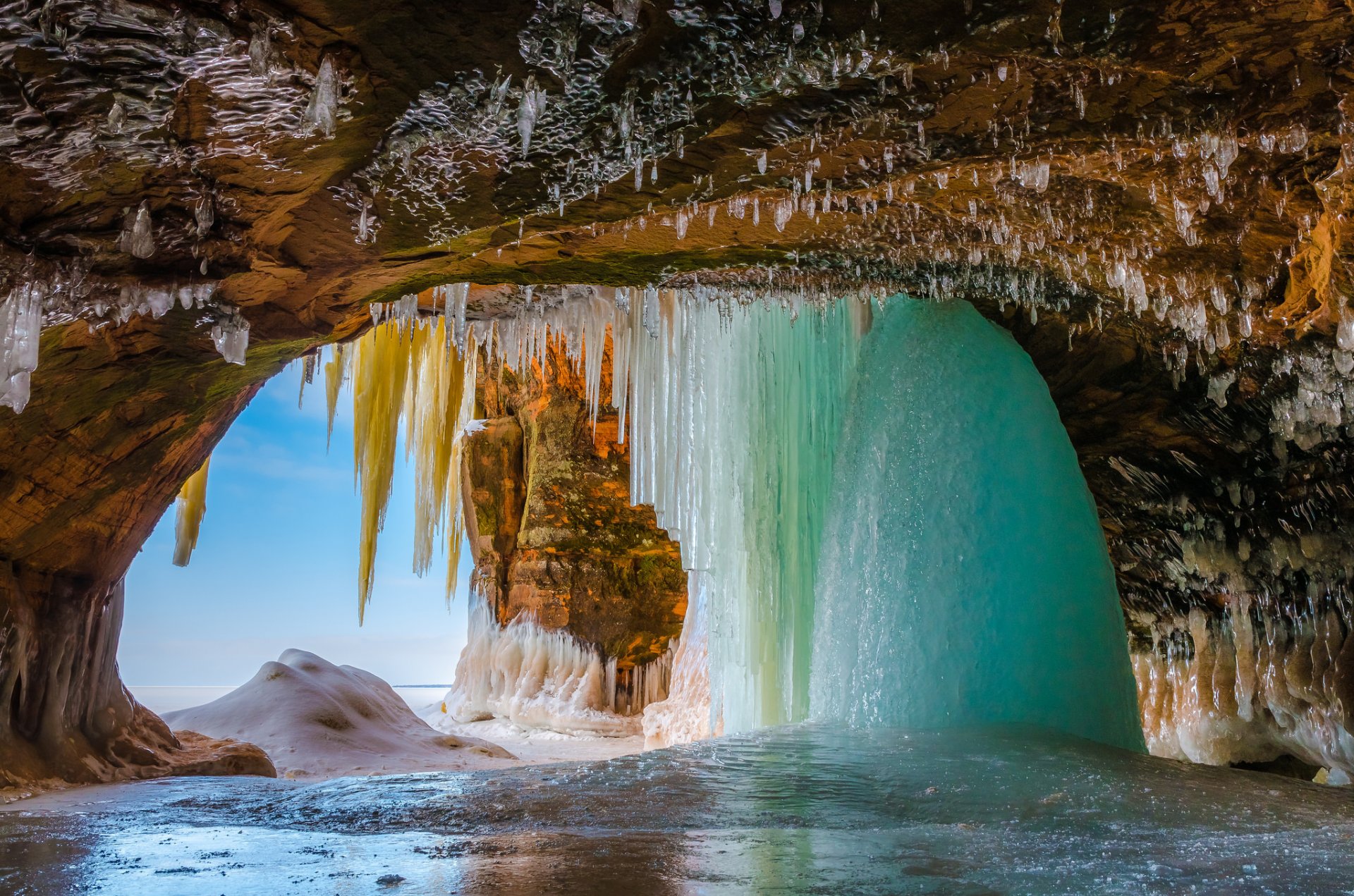 himmel grotte felsen eis eiszapfen