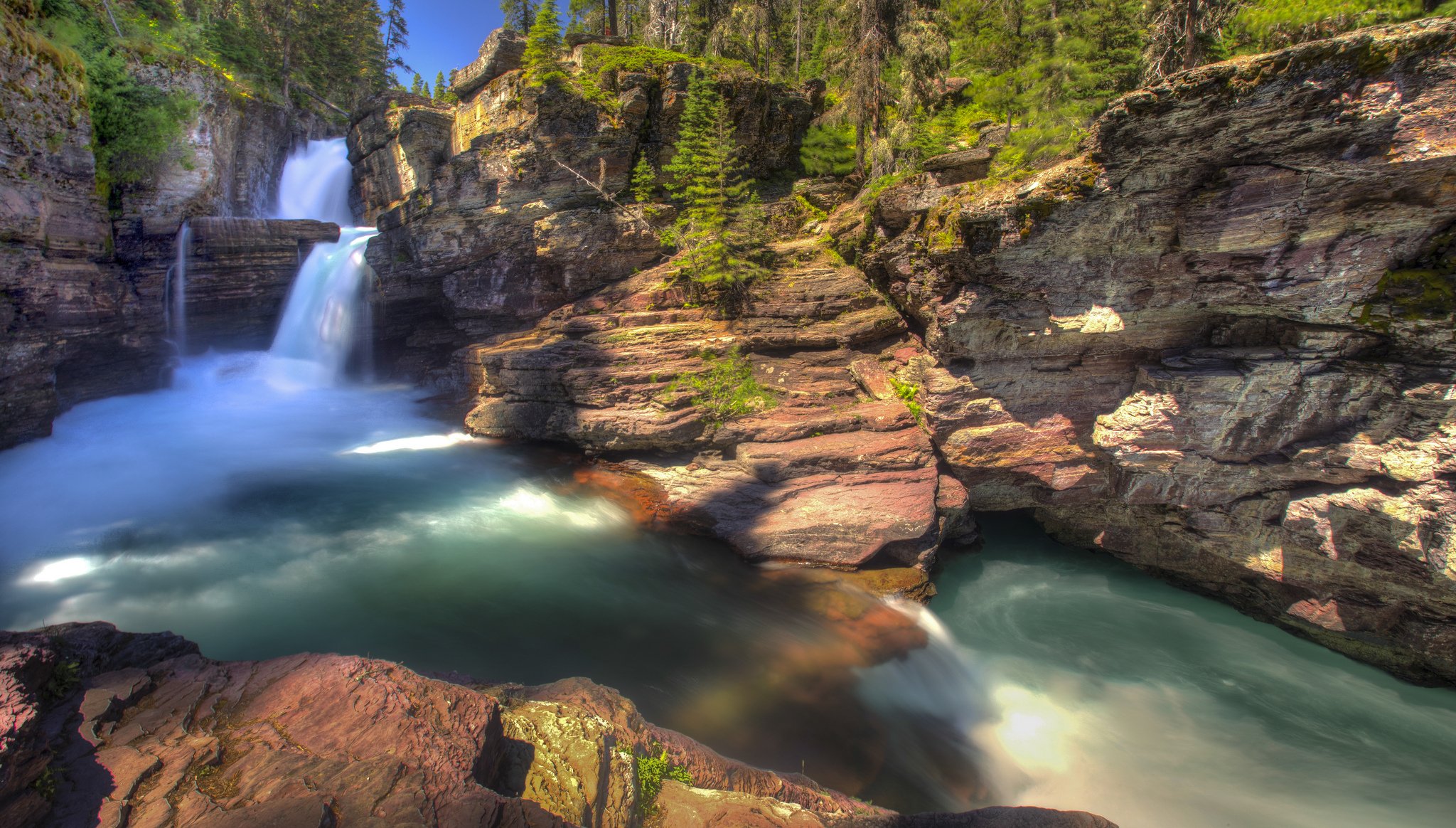 st mary falls parque nacional glacier montana cascada parque bosque