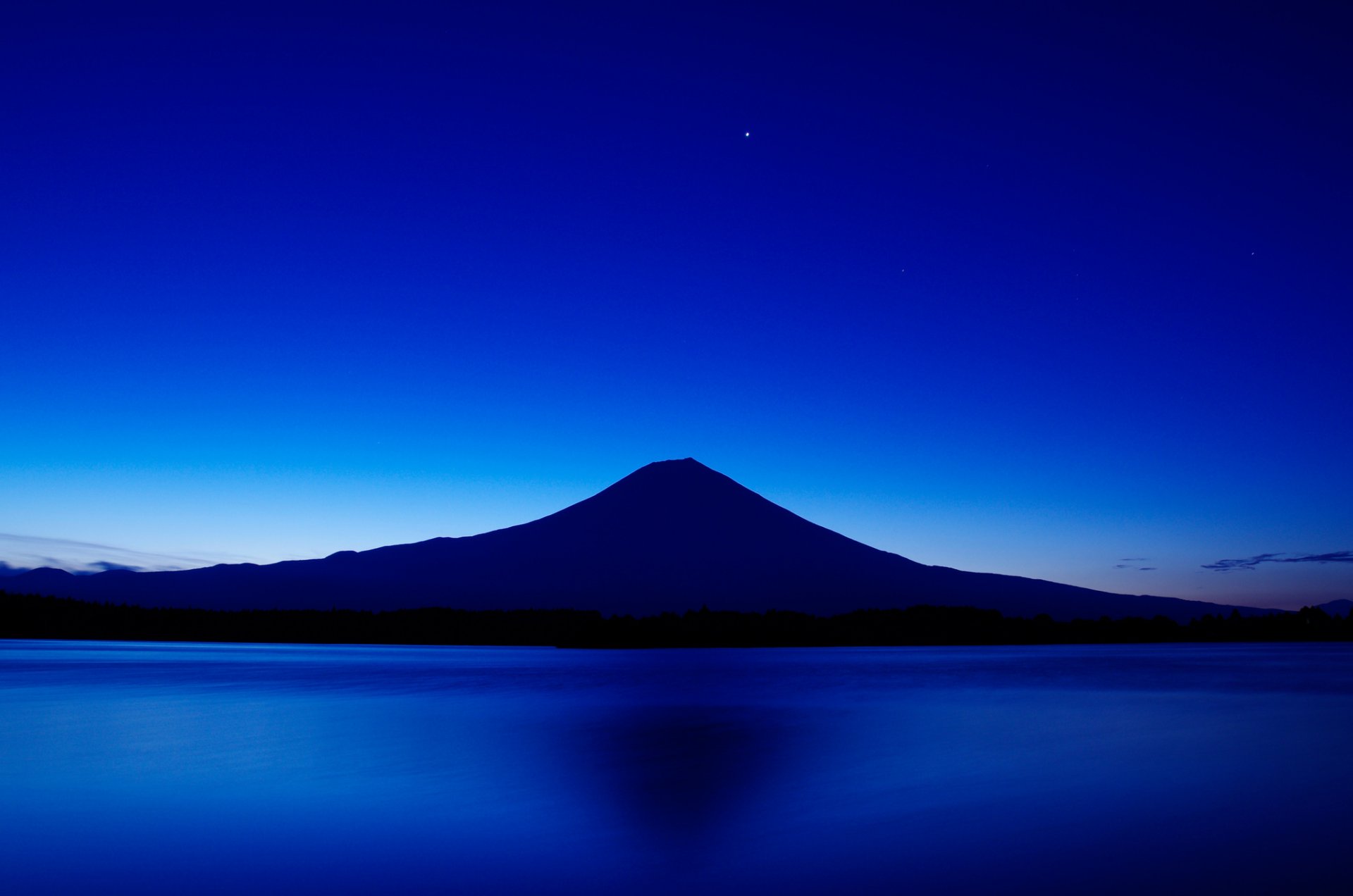 japón monte fuji cielo estrellas lago