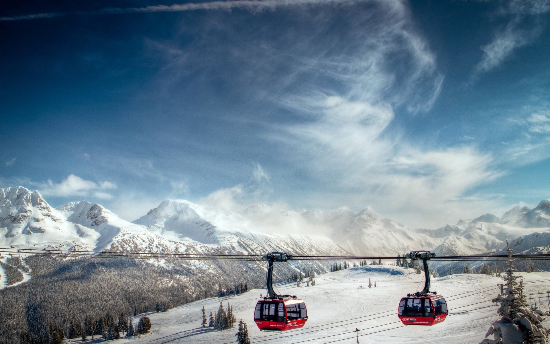 montagne cime neve inverno funivia turismo cielo nuvole