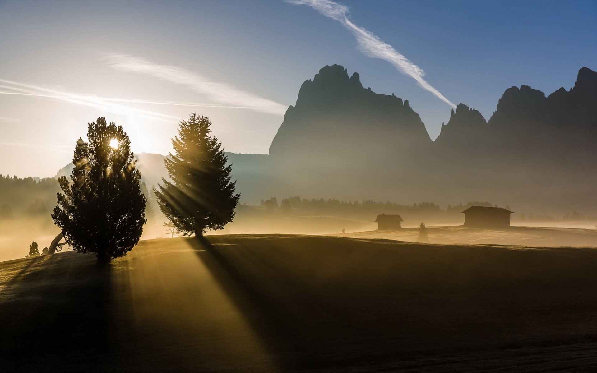 morning mountain fog nature landscape