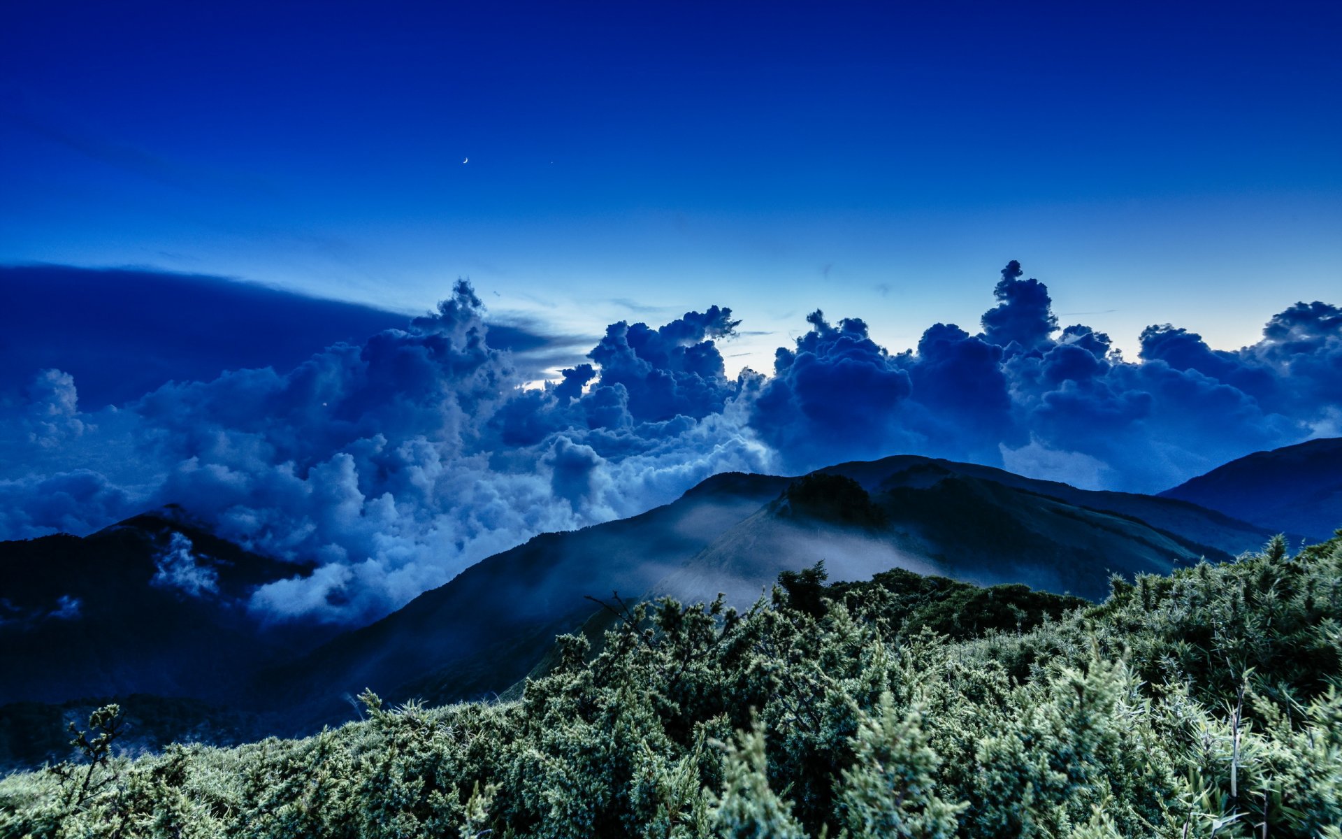 wolke meer berg sonnenuntergang nacht mondlicht stern taiwan