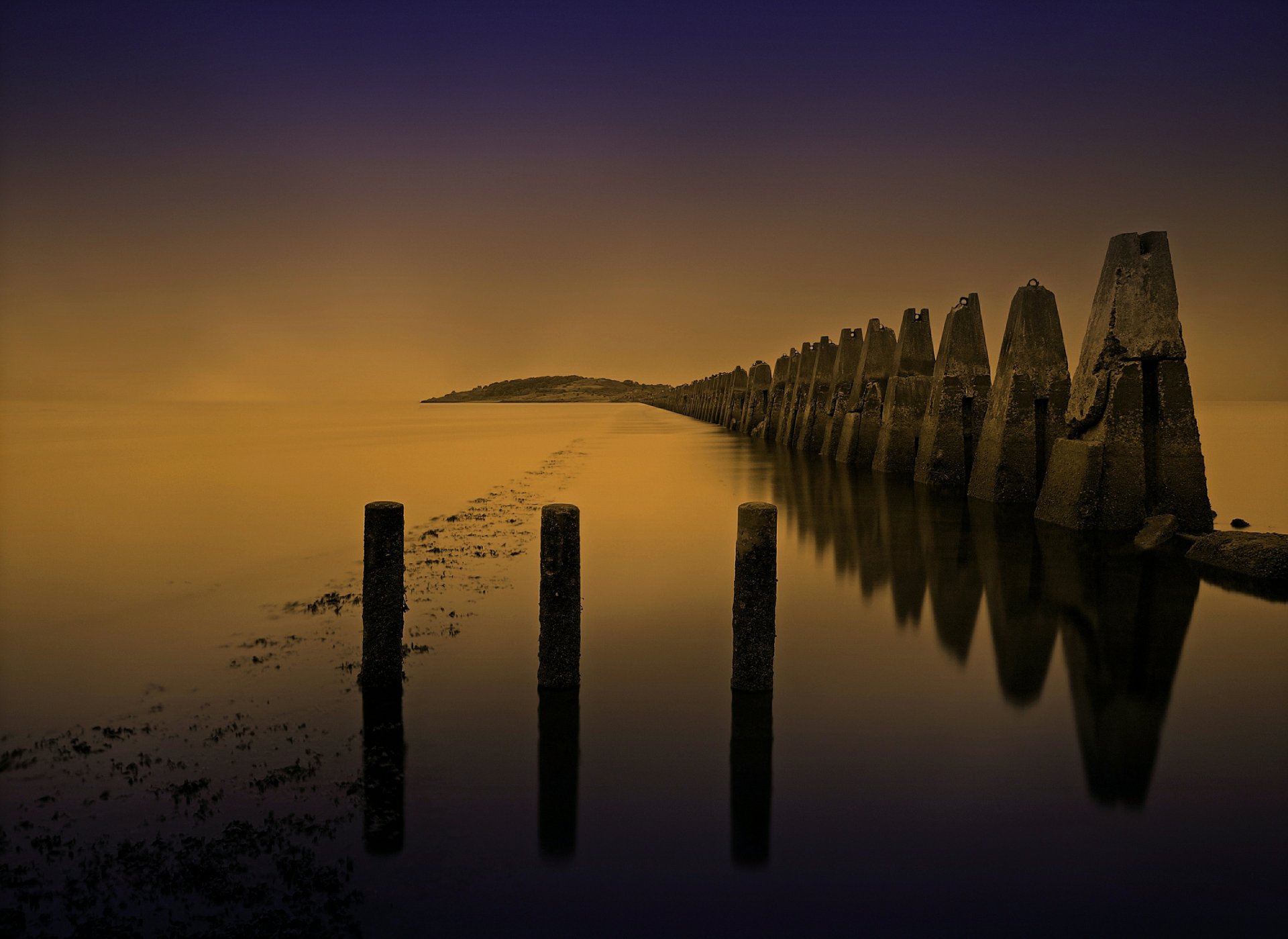 cramond edimburgo scozia gb mare molo pali