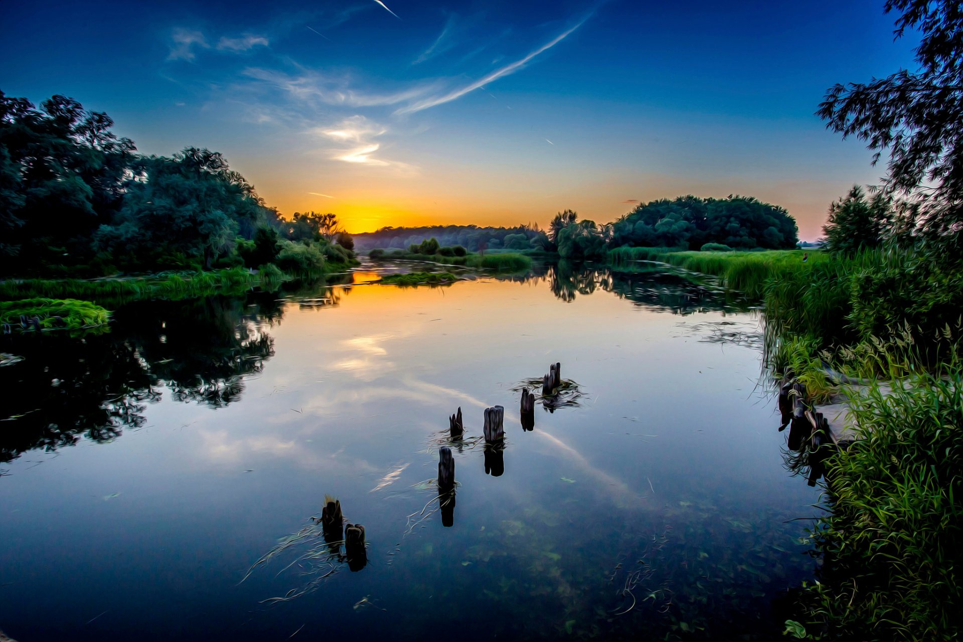 river sunset processing