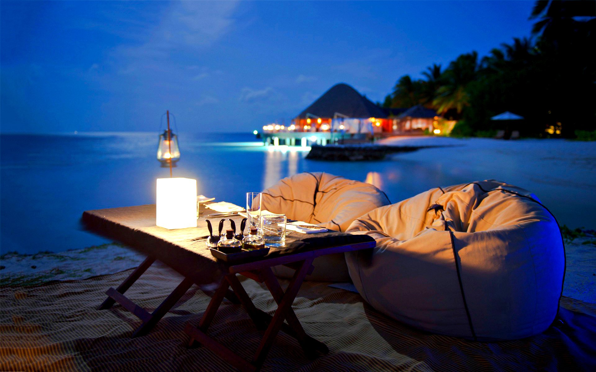 evening beach dinner ocean romance romantic view