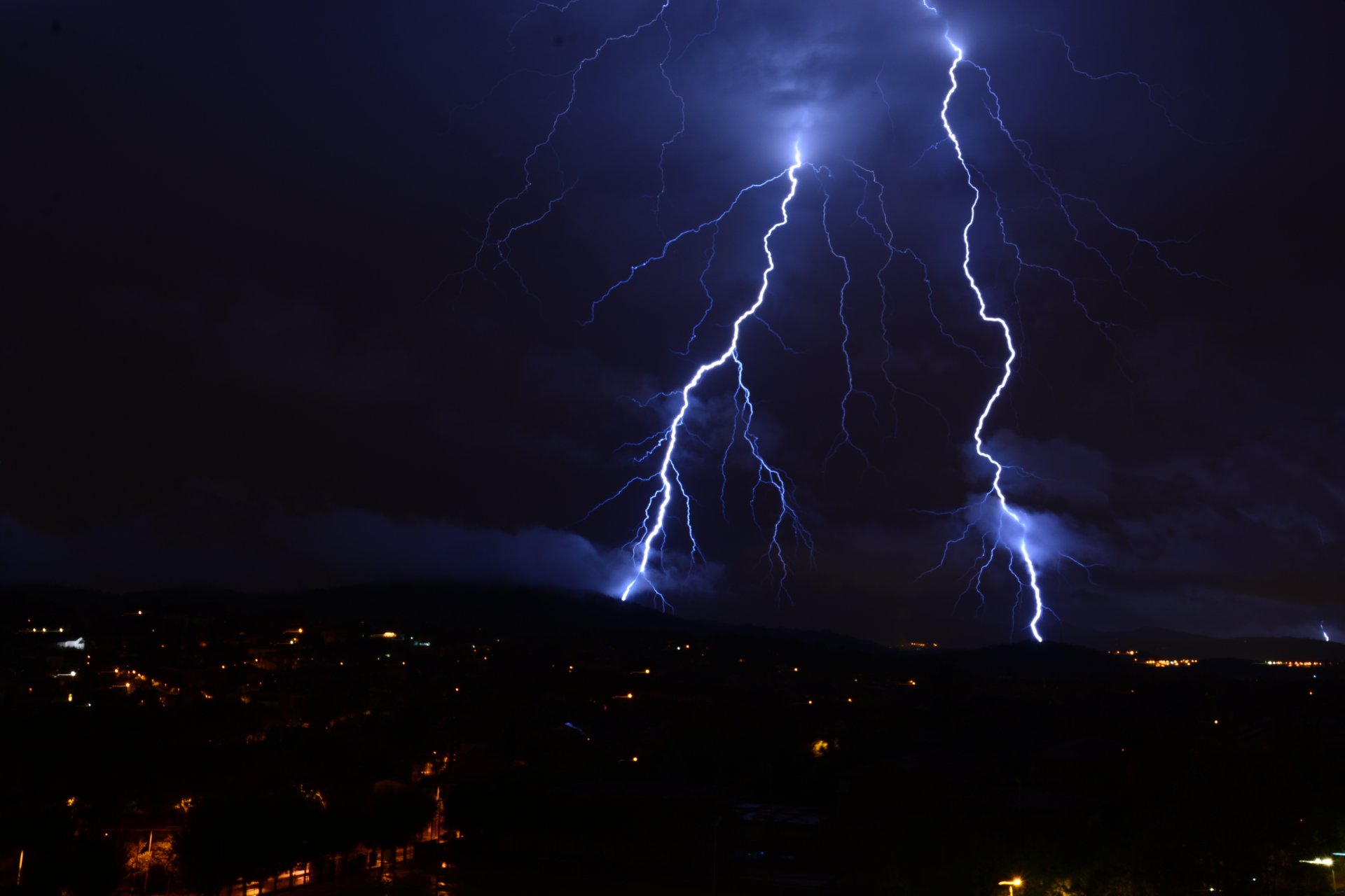 natur nacht stadt blitz himmel