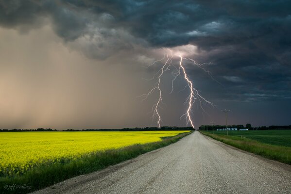 Blitzmuster mit Gewitter und Regen