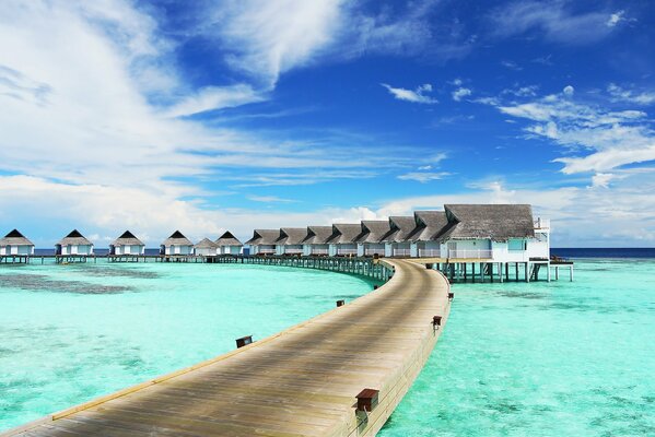 Maldives. Bridges among the sea to the houses