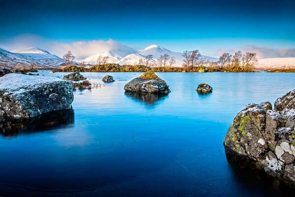 The frozen lake looks fascinating