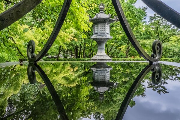 Ein Tempel in Japan. Reflexion im Wasser