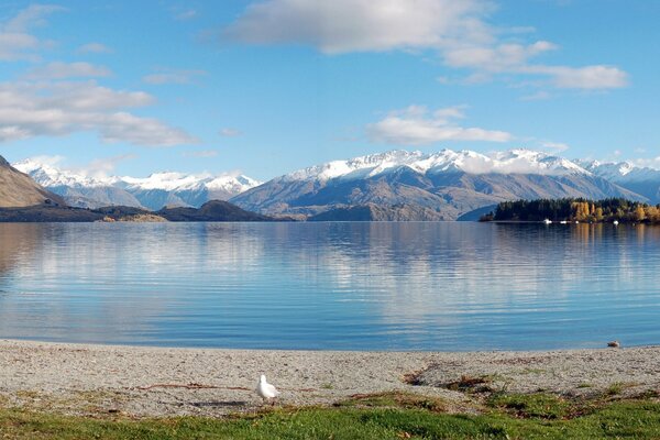 Mountains and lake in New Zealand