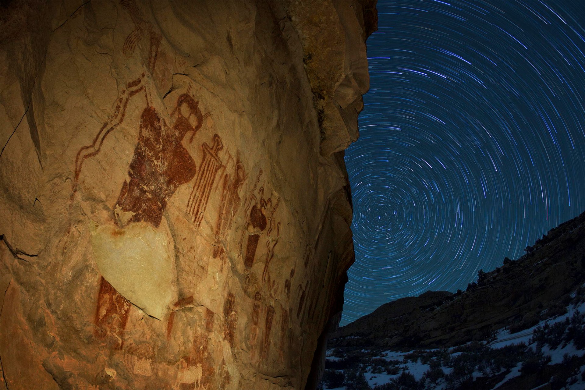 états-unis état utah sego canyon pétroglyphes images rupestres 8000 ans plus nuit étoiles cycle