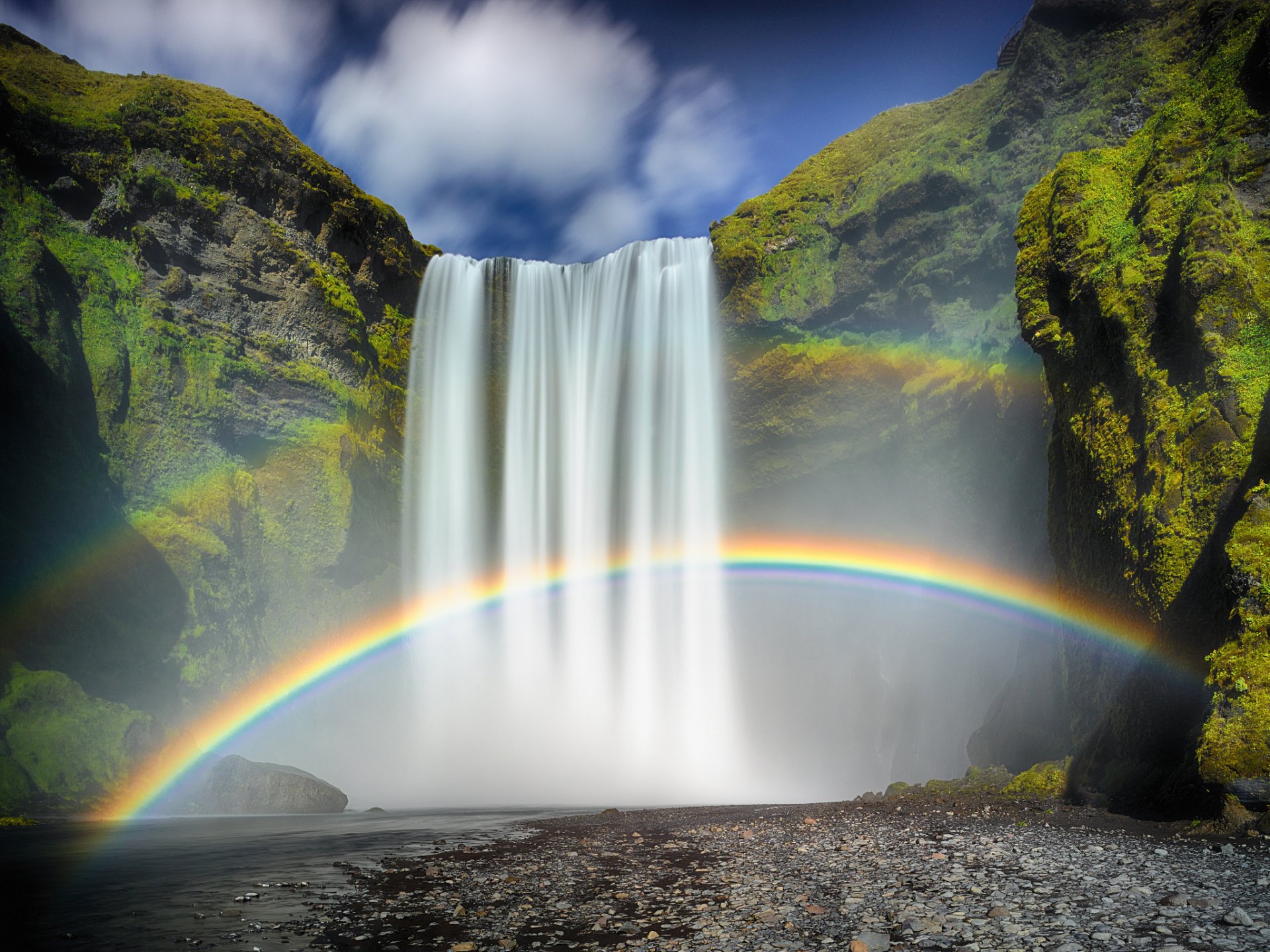 iceland waterfall rainbow