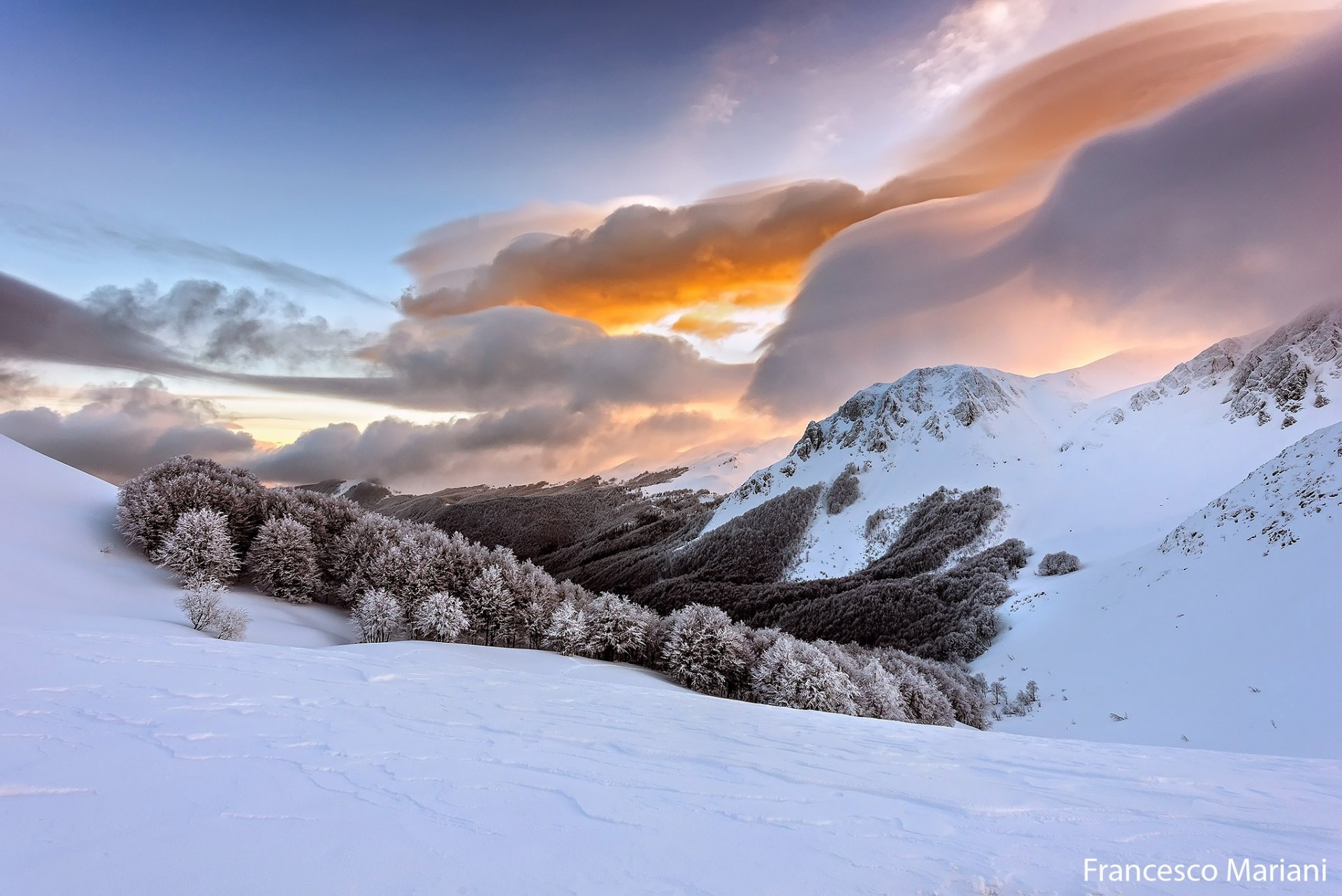 italy the apennine mountains winter snow sky cloud