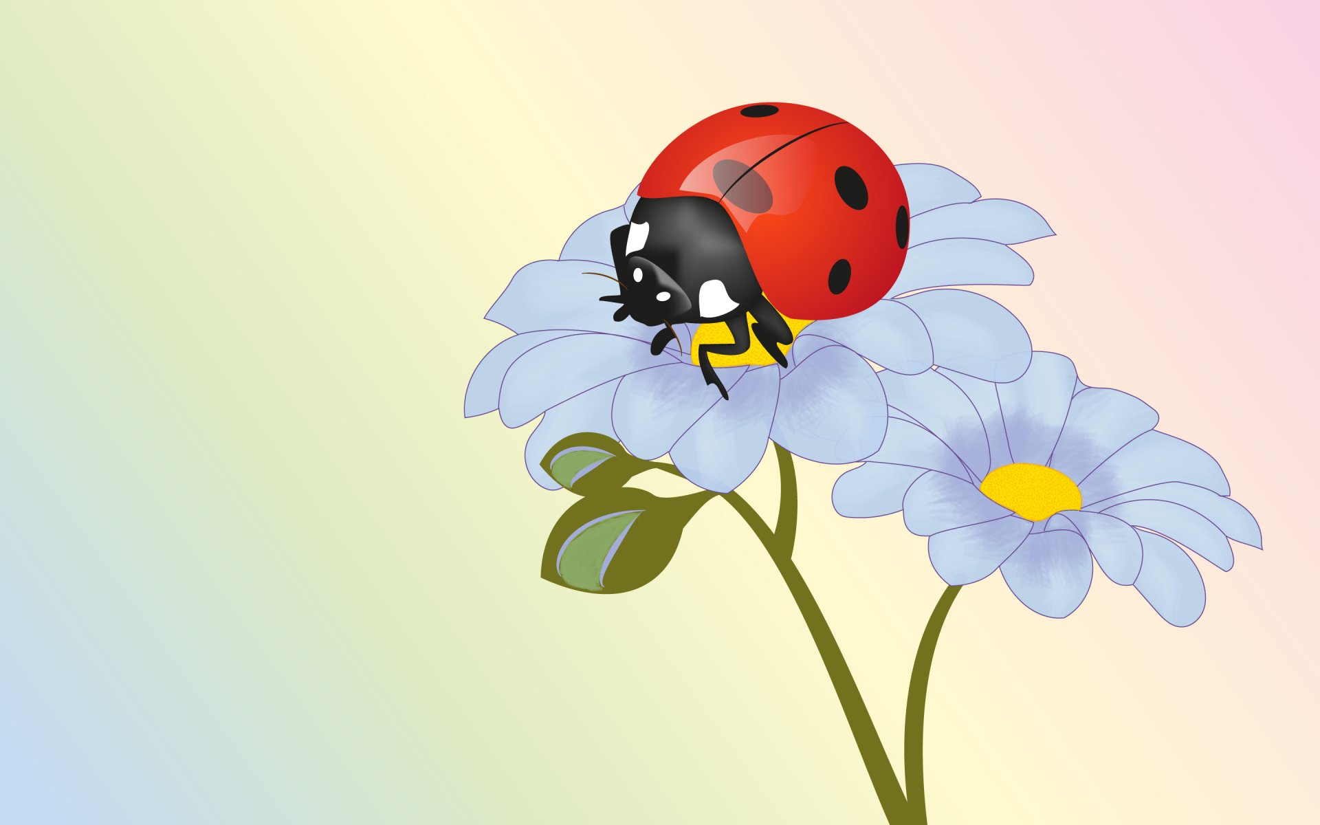 coccinella fiori estate disegno vettore carta da parati insetto