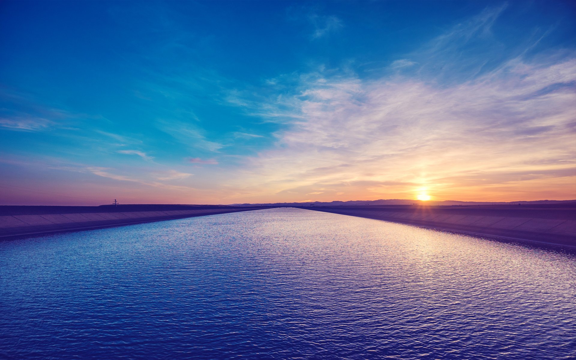 canal eau rivière coucher de soleil ciel