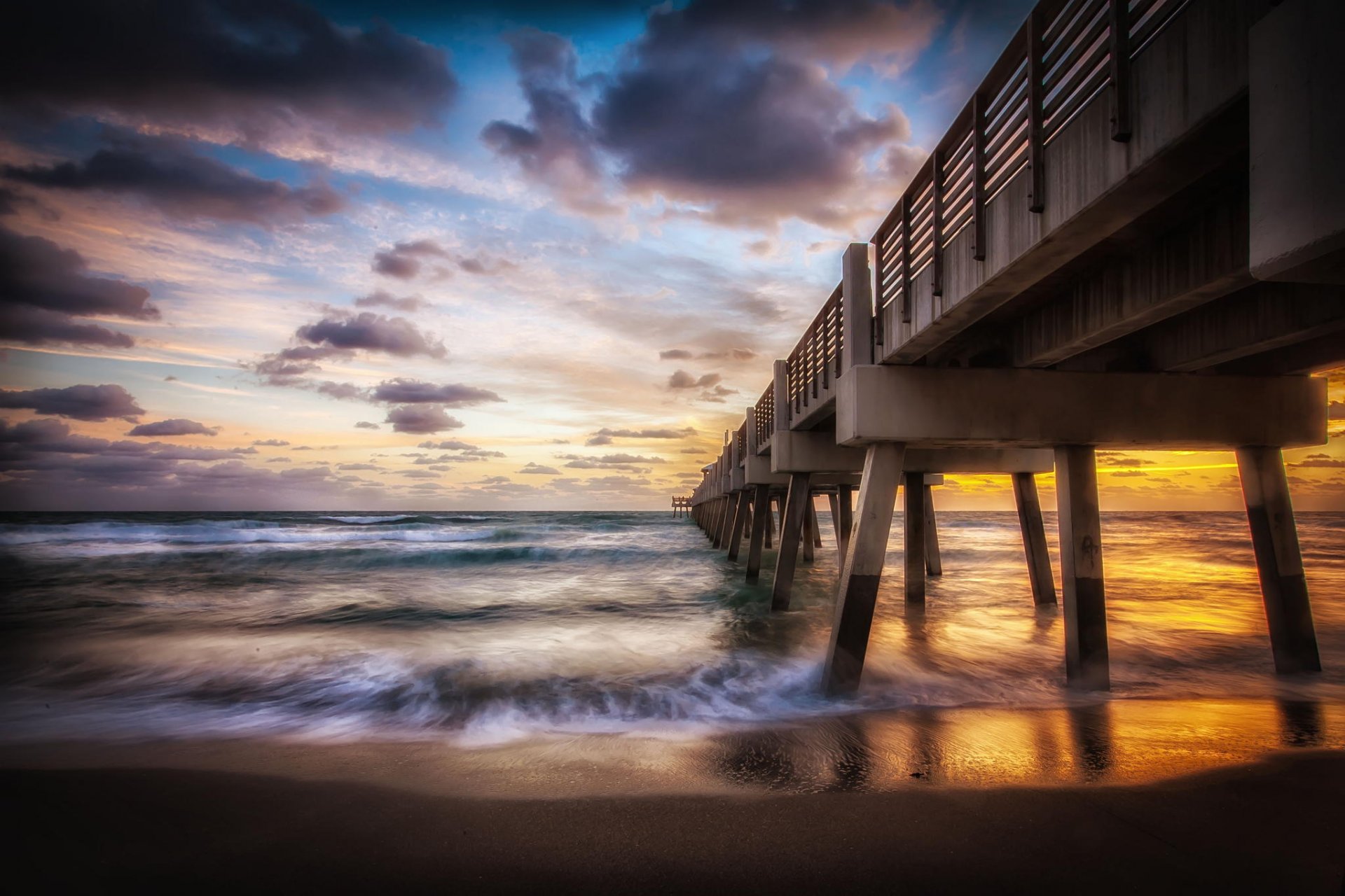 natura spiaggia molo alba nuvole