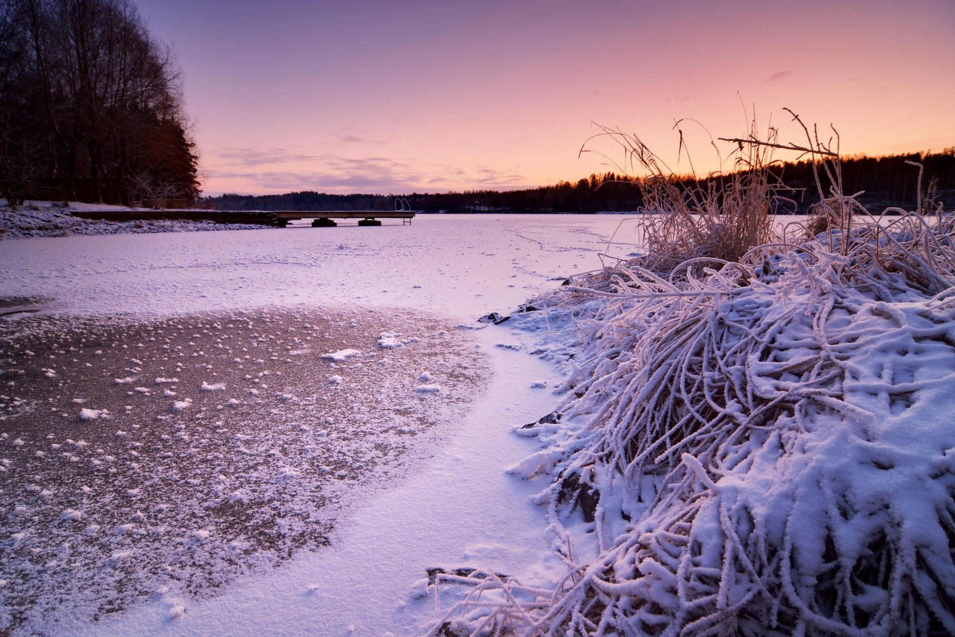 winter abend liegeplatz frost