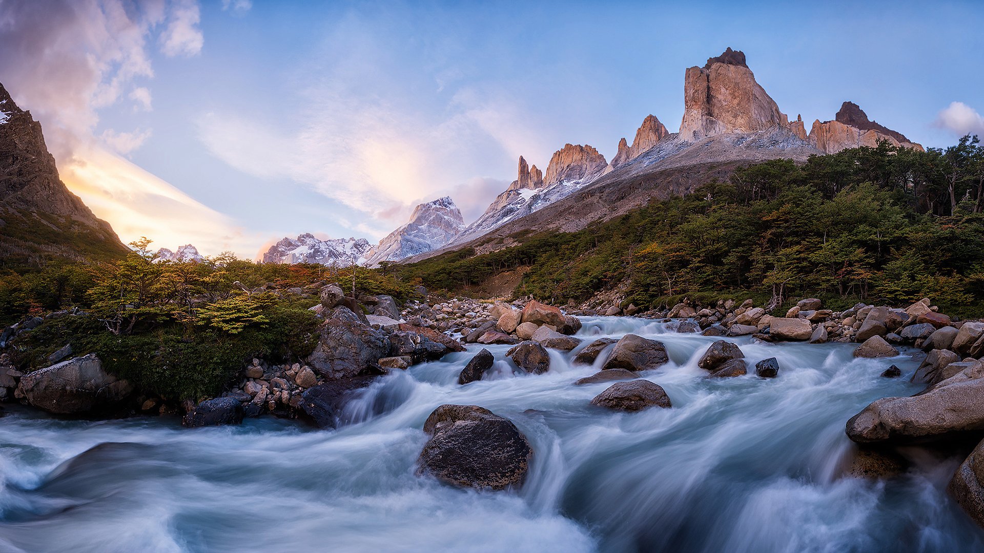 südamerika chile patagonien berge anden fluss strom