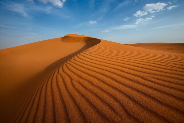 Пустыня в ясный день с барханами и дюнами