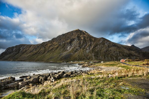 Mountain on the background of the seashore