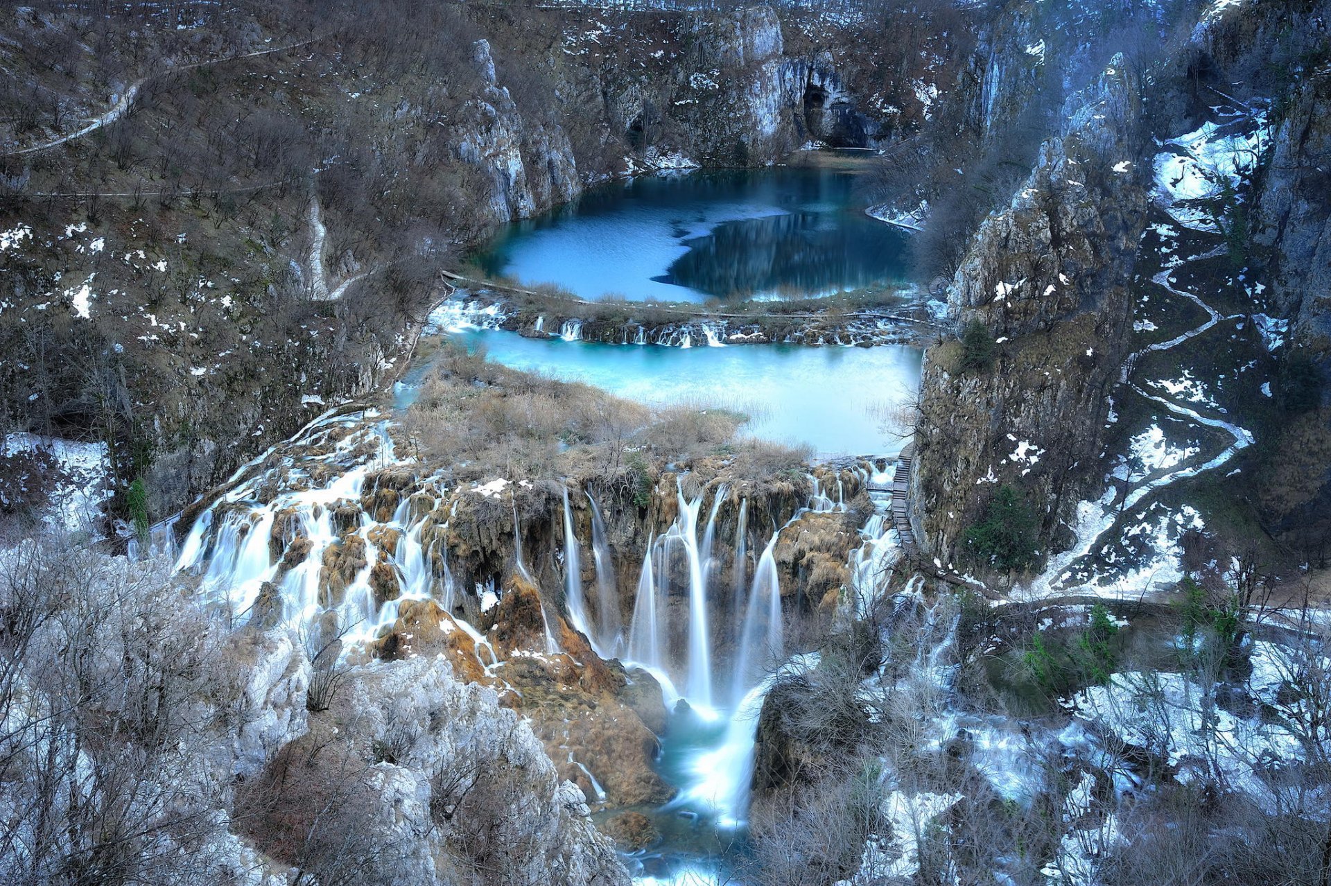 national park republika hrvatska lake waterfall rock plitvice lake