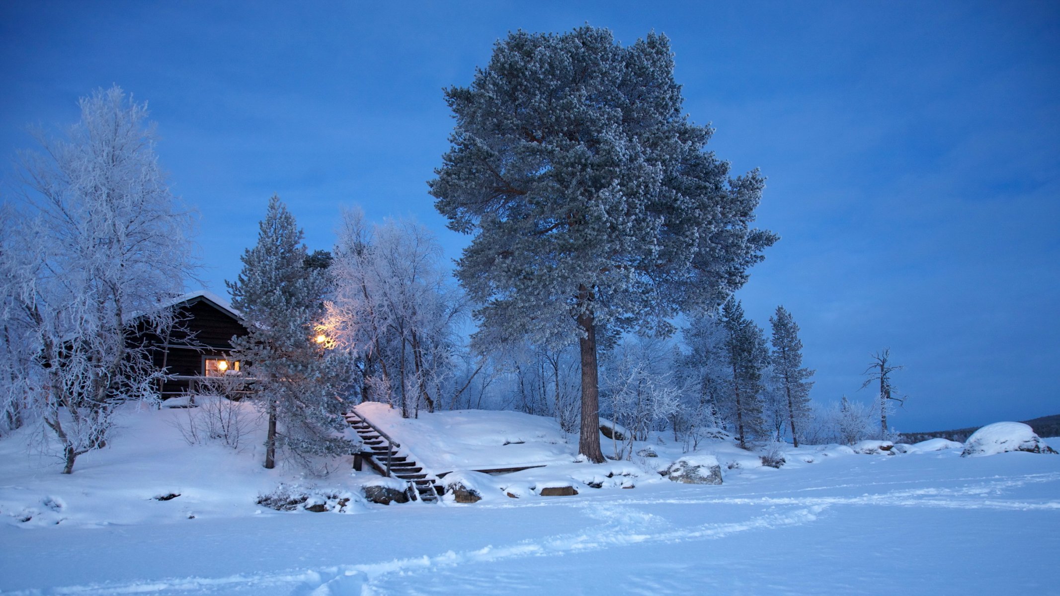 winter finnland schnee lappland hütte