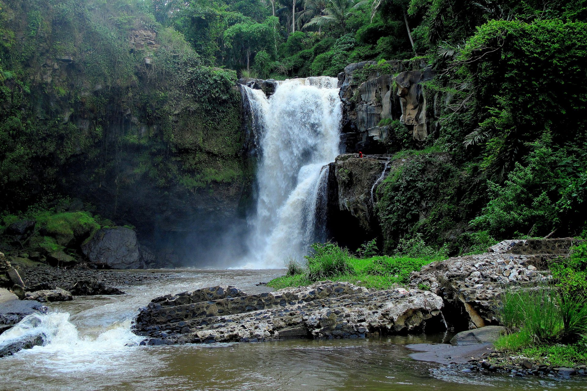 tegenungan waterfall bali indonesia waterfall rock jungle river forest