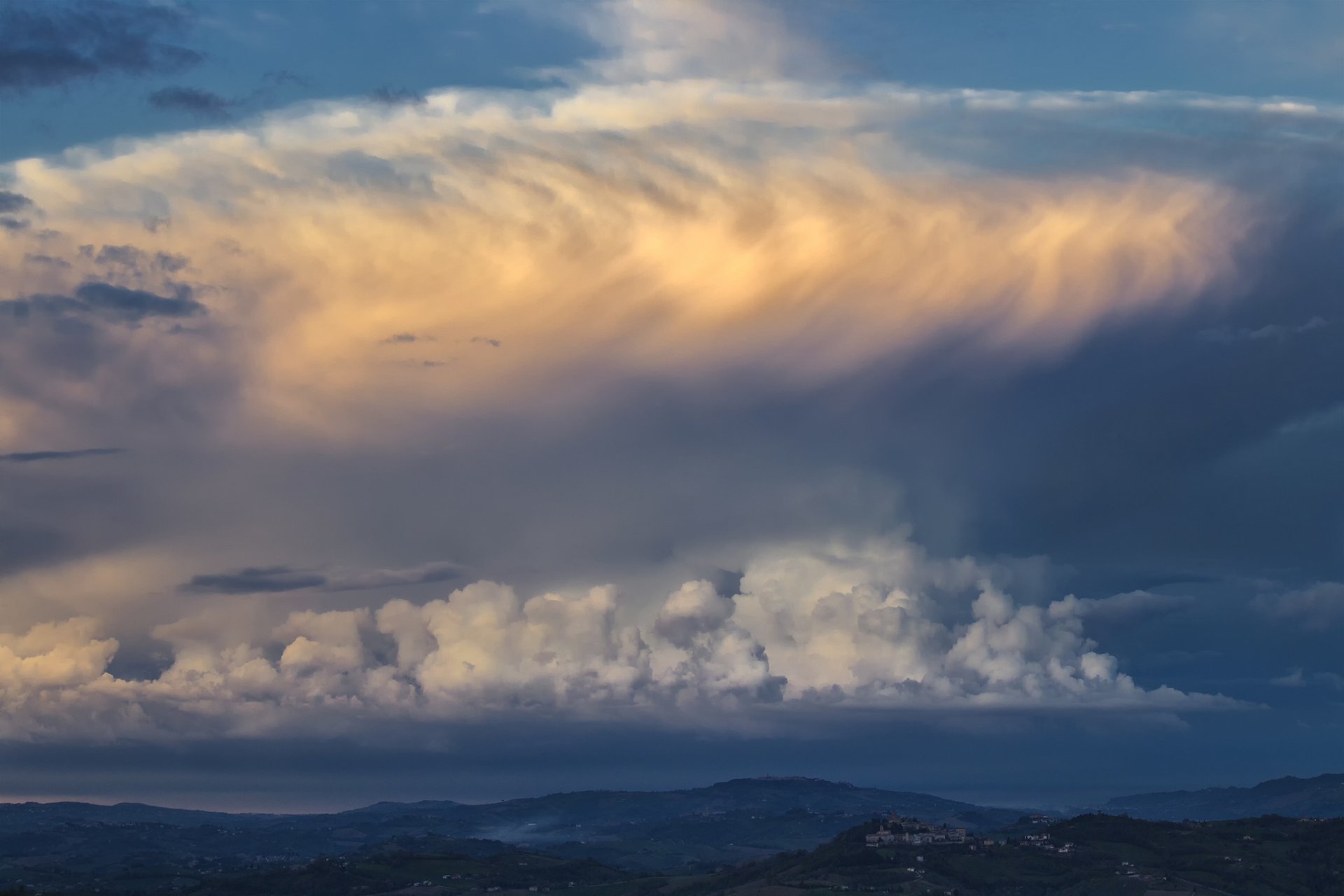 italy hills village sky clouds landscape