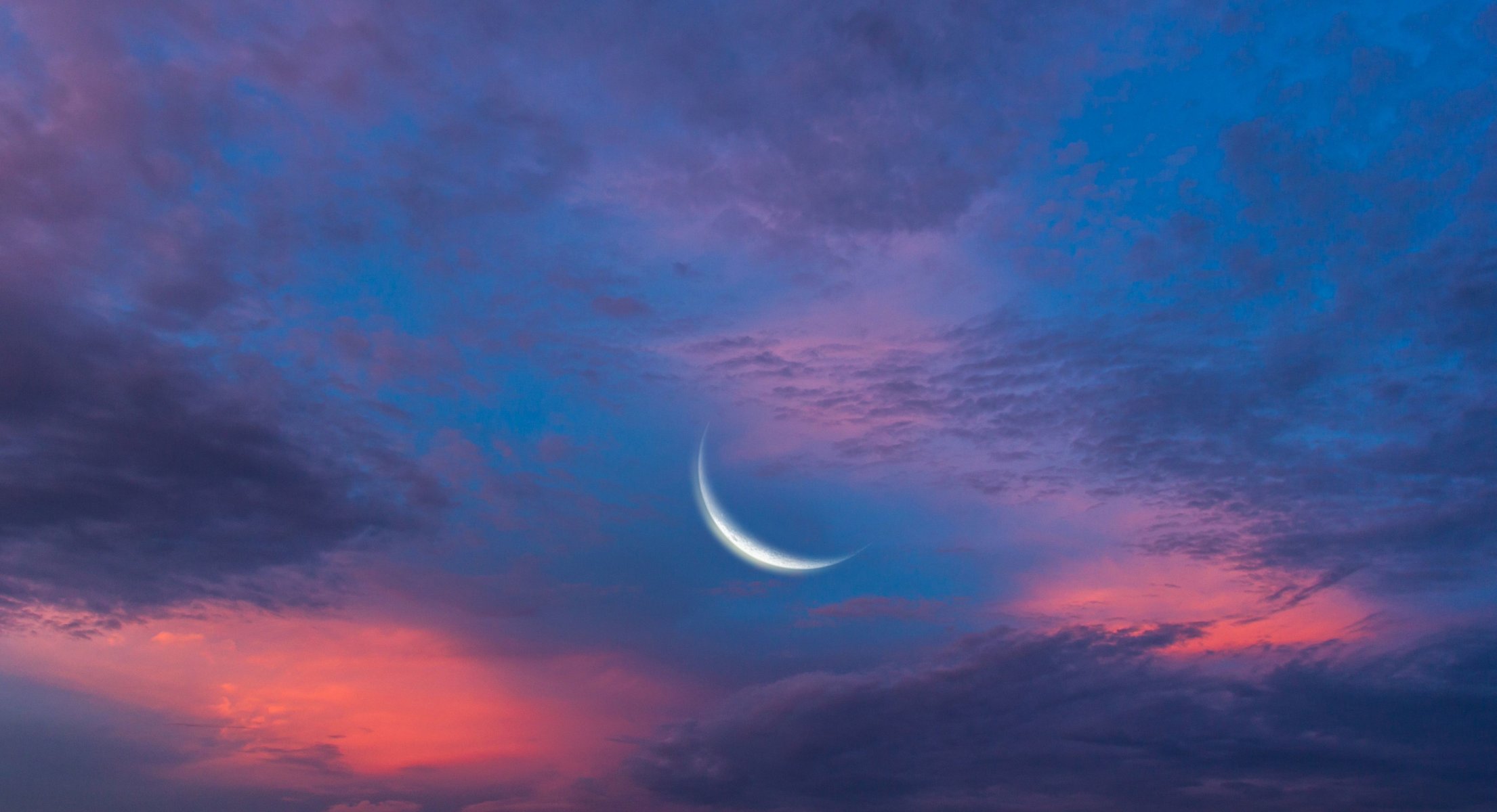 natura cielo nuvole mese luna mezzaluna rosa blu sera sfondo carta da parati widescreen schermo intero widescreen widescreen