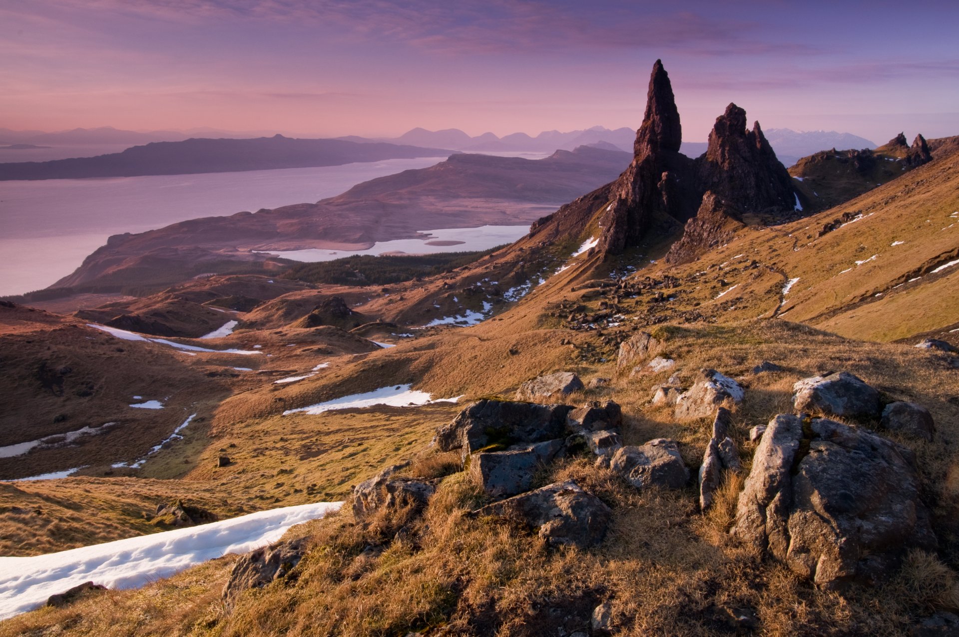 écosse montagnes roches eau nature europe skye roches pierres printemps