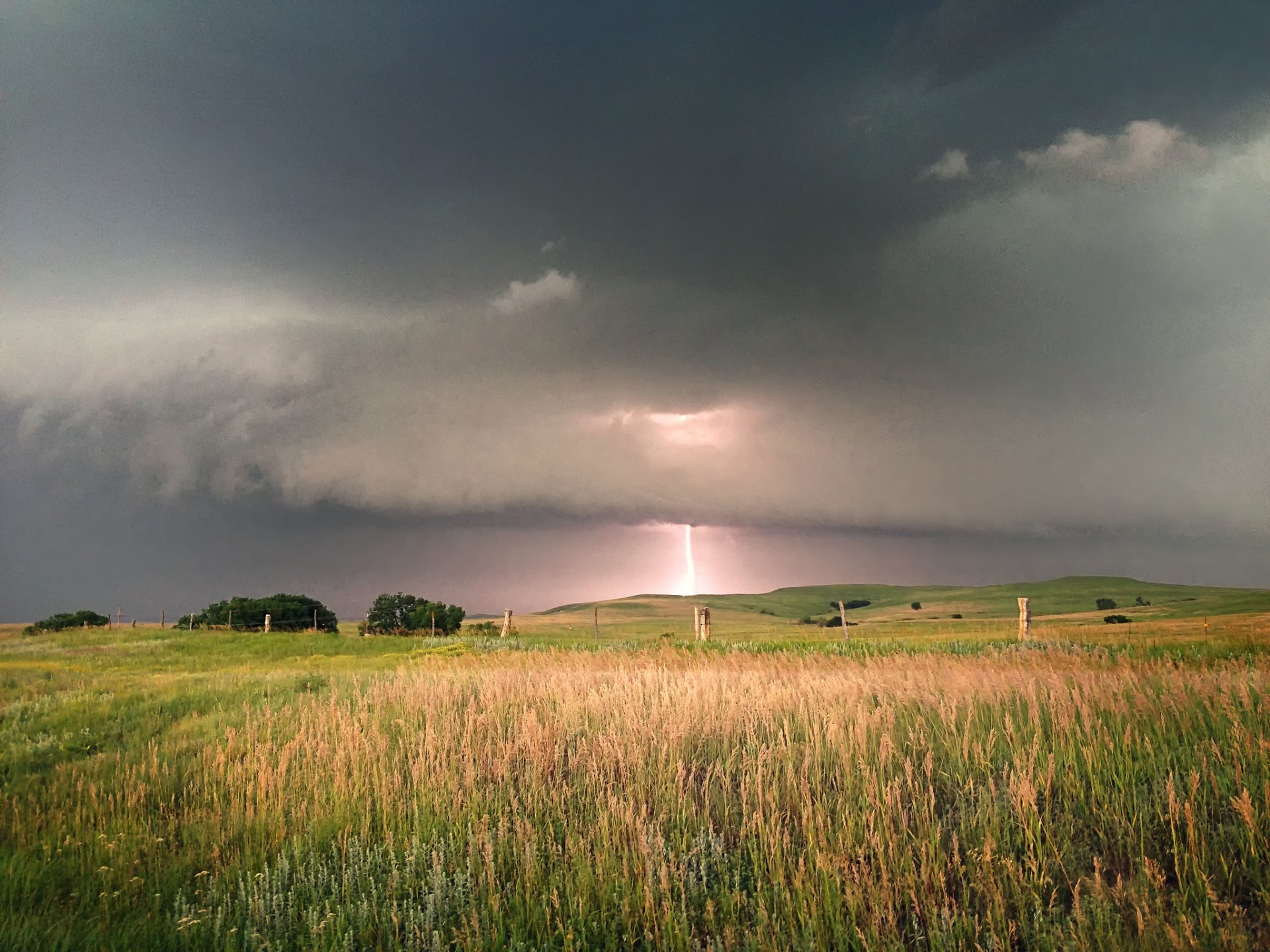 feld bäume wolken gewitter