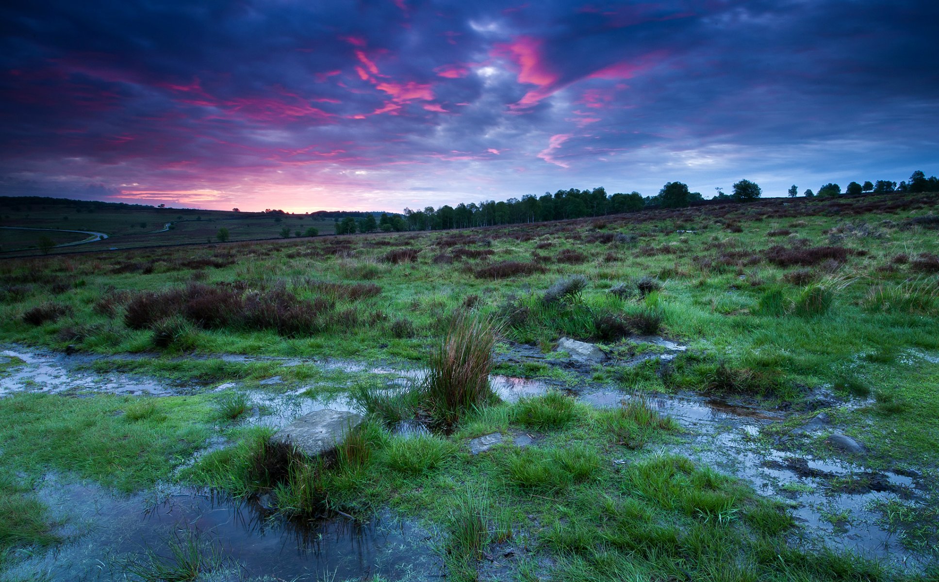 reino unido inglaterra condado de derbyshire parque nacional naturaleza tarde puesta del sol cielo nubes