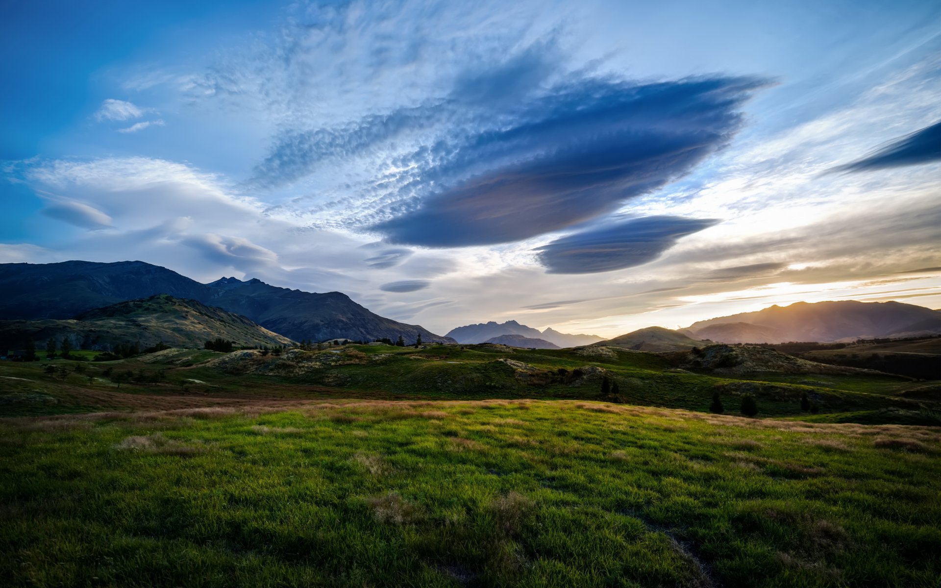 queenstown tal neuseeland landschaft natur feld berge