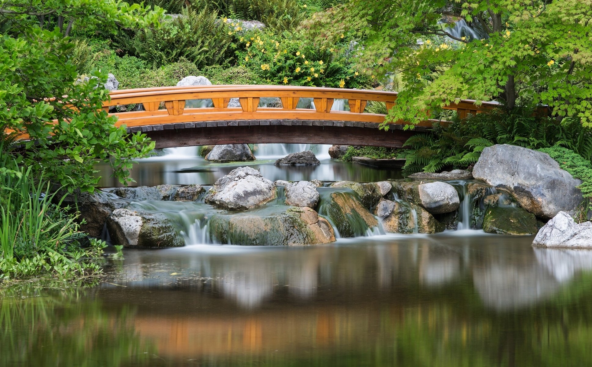 setagaya park japanischer garten wien österreich brücke kaskade steine