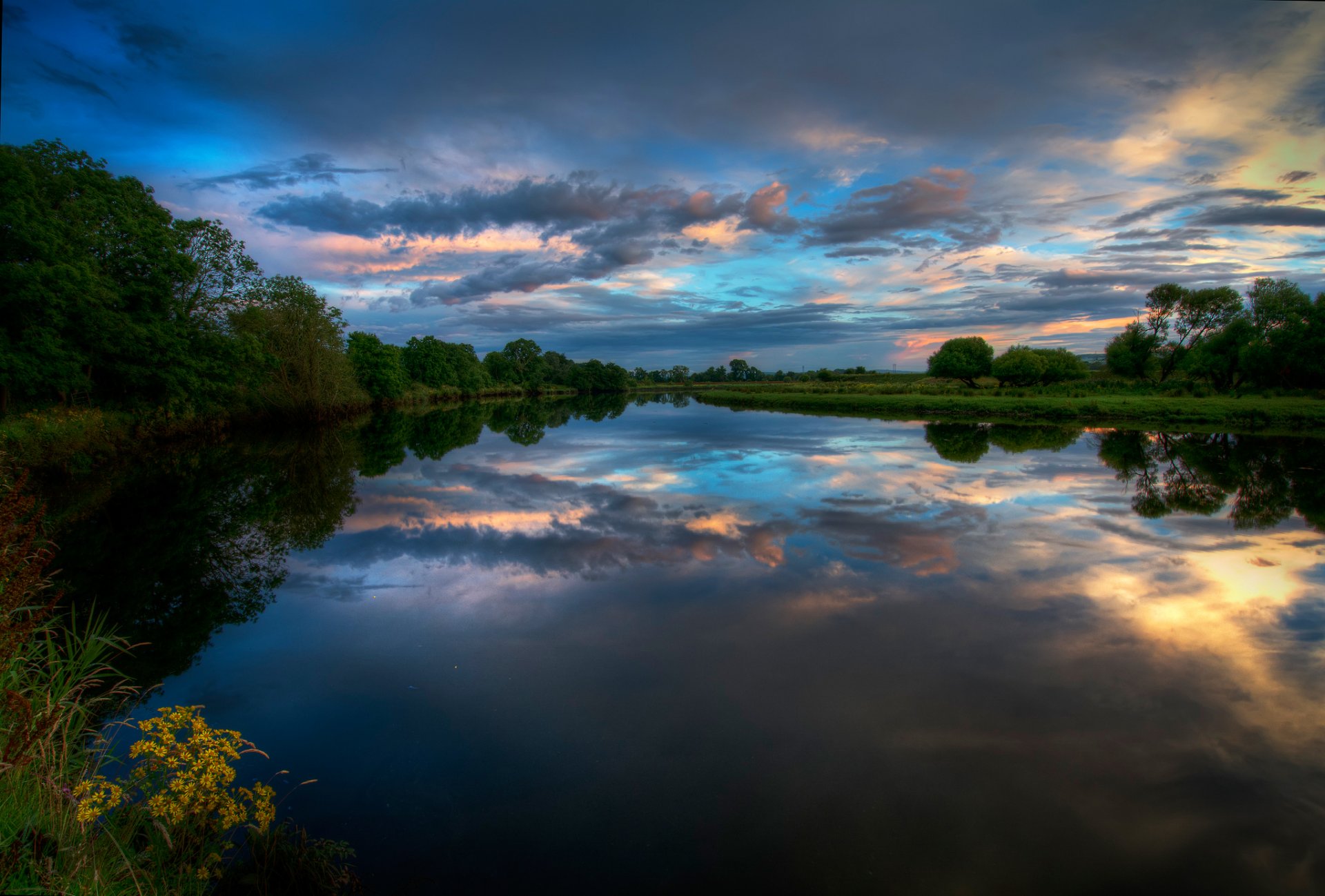 ireland river night sunset cloud