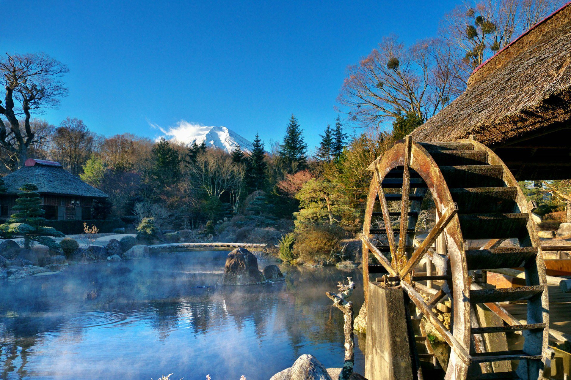 nature water mill river house forest mountain harmony nice background