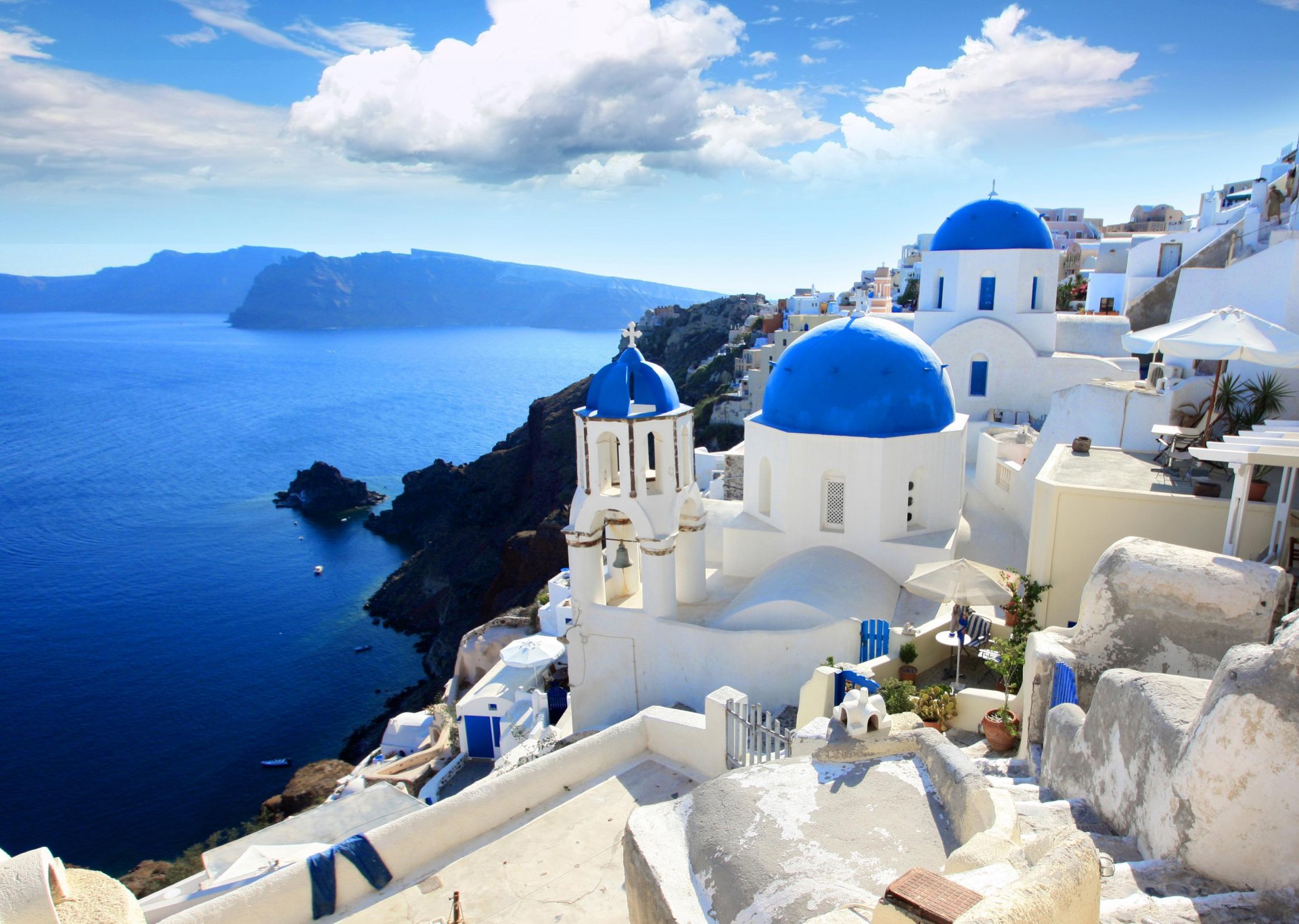 natur landschaft meer häuser griechenland santorini