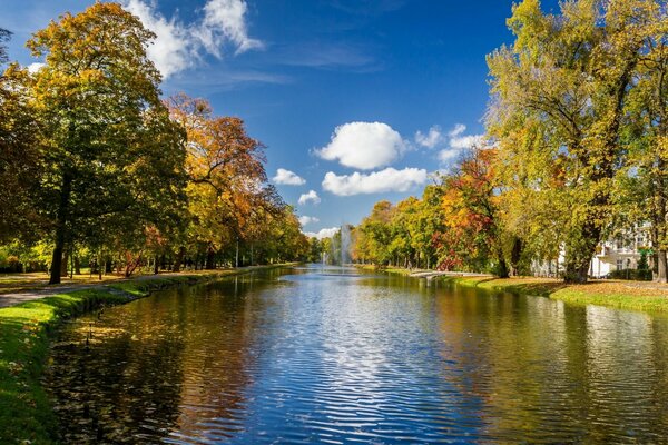 Jesienny park nad rzeką