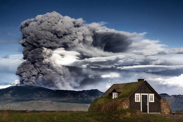 A lonely house on the background of the elements