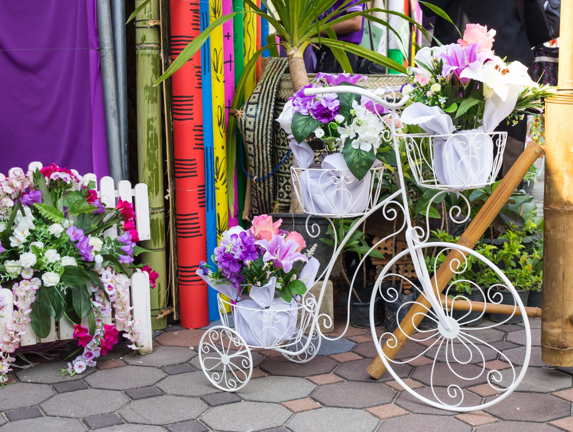 fiori mazzo floristica bicicletta