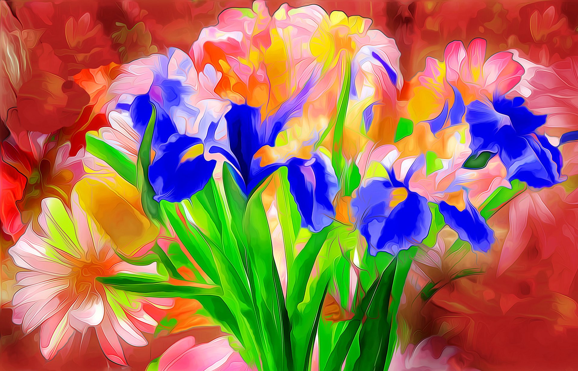 linien farben blütenblätter blätter blumen rendering